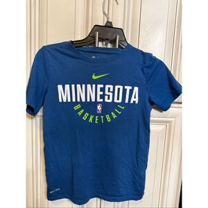 Nike Kids Minnesota Timberwolves Elite Practice Dri-Fit T-Shirt Blue White Small